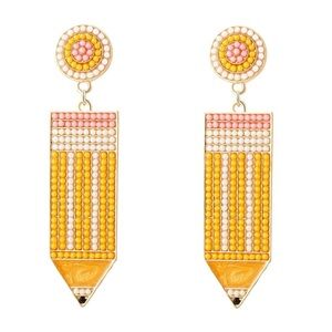 Colorful Pencil Dangle Earrings Teacher Novelty